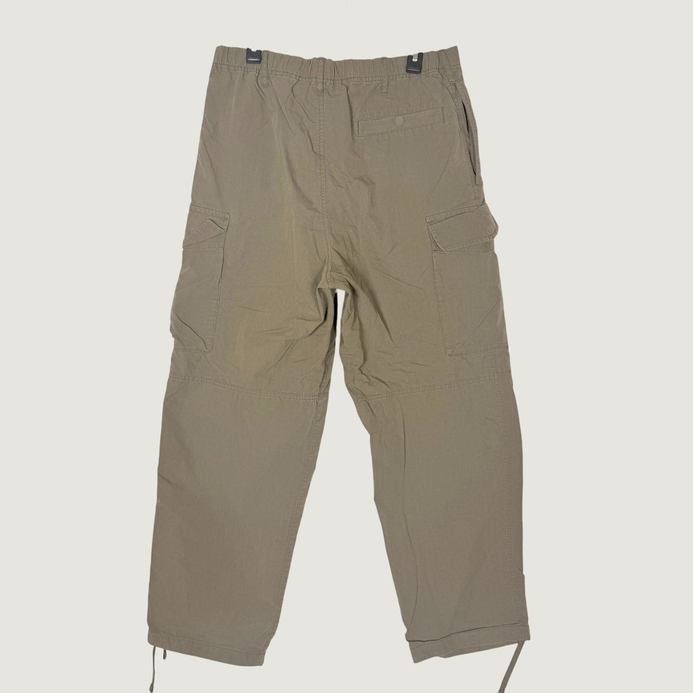 Uniqlo Wide Fit Parachute Military Green Nylon Cargo Pants Utility Drawstring L - Picture 2 of 8